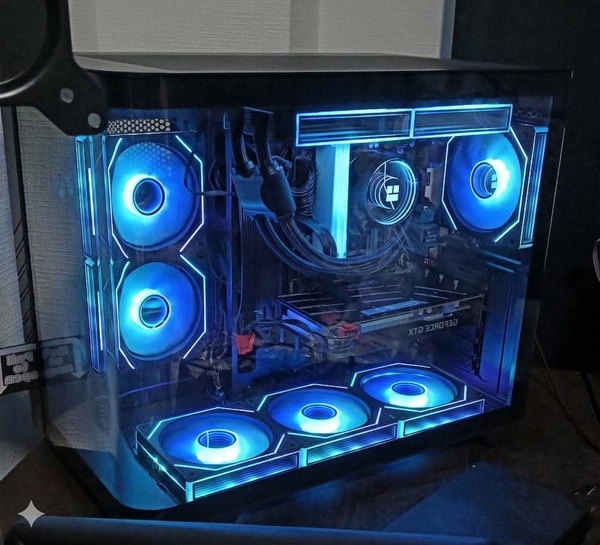 完成 ゲーミングPC 9基ファン 青いLED Thermaltake 糸魚川市 早川スタイル
