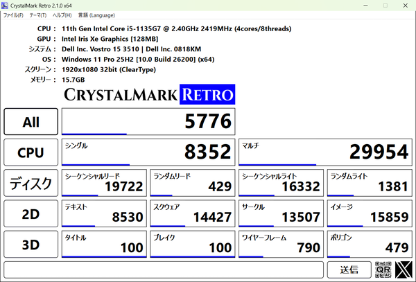 DELL Vostro 15 3510 ベンチマーク結果 作業後 糸魚川市 早川スタイル